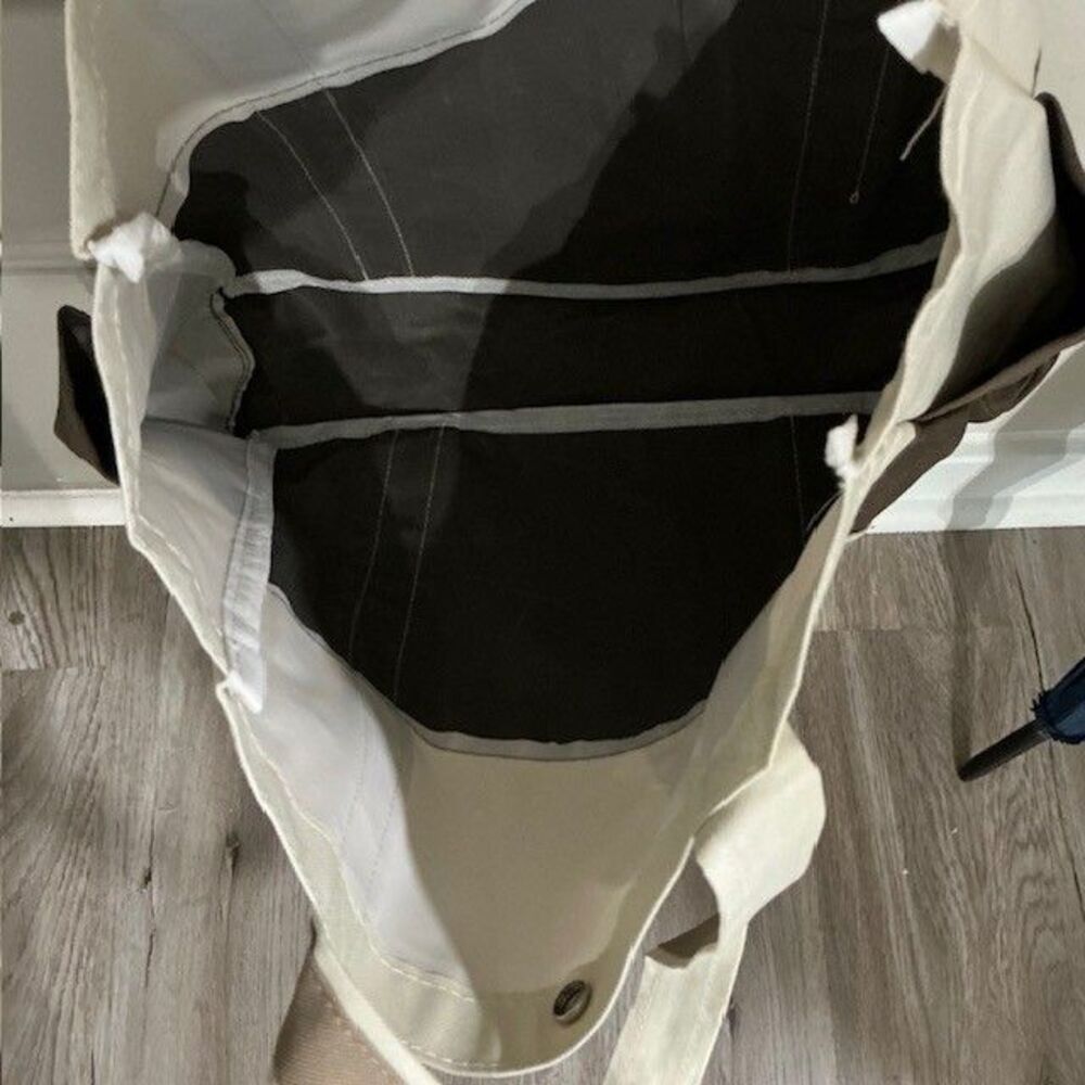Charleston SC Neverland Brown/Tan Canvas Tote Bag Snap Close 2 pocket NWT - Picture 4 of 5